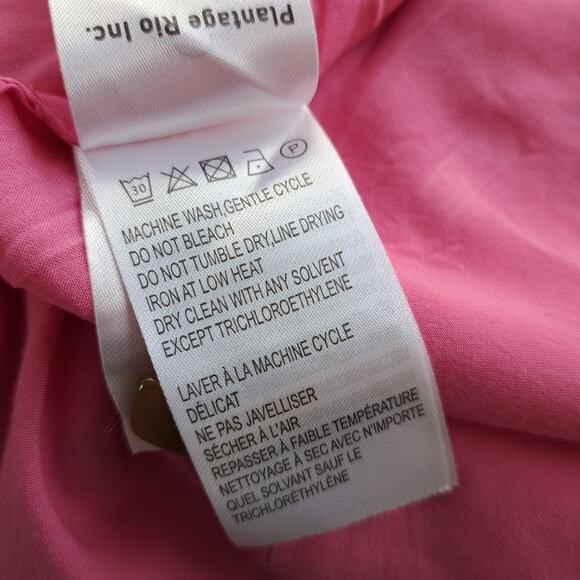 FARM RIO Pink Linen-blend Floral Garden Mini Wrap Dress Small Beachy Boho - Picture 12 of 14